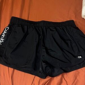 Calvin Klein Black Women's Athletic Shorts with Side Logo